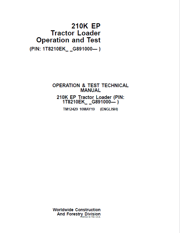 210k ep Operator and Test Manual
