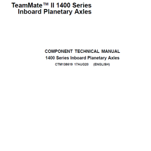 John Deere TeamMate II 1400 Series Inboard Planetary Axles Component Service Manual
