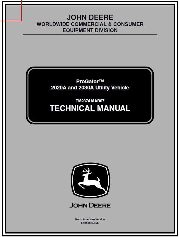 2020A 2030A John Deere 2020A and 2030A ProGator Technical Manual TM2374