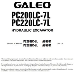 Komatsu PC200LC-7L, PC220LC-7L Excavator Service Repair Manual