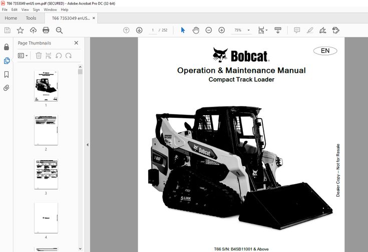 Bobcat T66 Compact Track Loader Service Repair Manual Sn B51v11001
