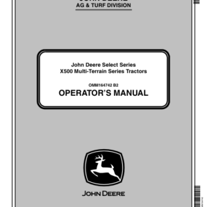 John Deere Select Series X500 Series Tractors Operators Manual