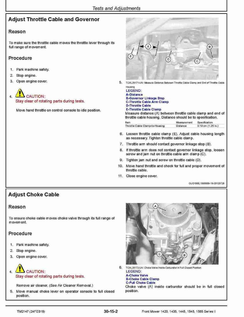 John Deere 1420 1545I and 1565 Series II Front Mowers Technical Manual