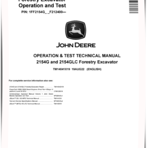John deere 2154g Excavators Operation and Test Manual TM14041X19