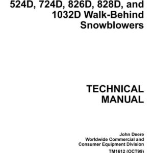 1032d John Deere Snowblower Walk-Behind Snowblowers Service Repair Manual 1032d John Deere Snowblower Walk-Behind Snowblowers Service Repair Manual