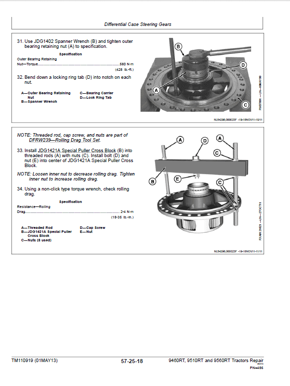 John Deere 9460RT, 9560RT, 9560RT Tractors Repair Diagnostic Manual TM110819