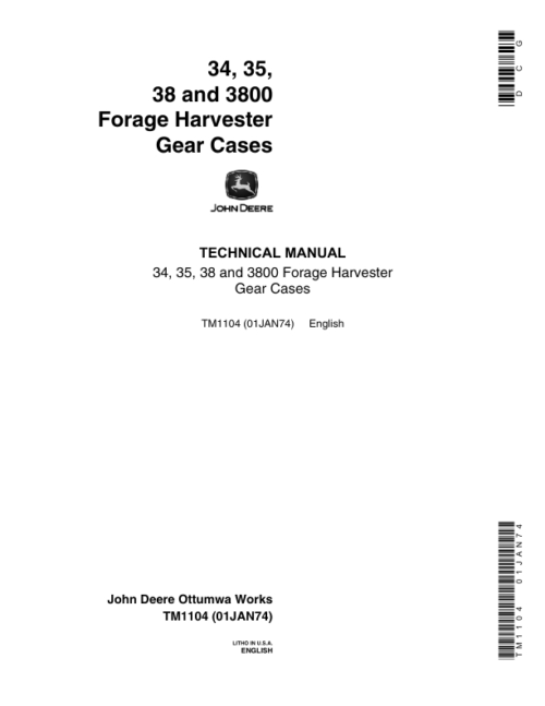 John Deere 34, 35 & 38 Forage Harvester Gear Cases Technical Manual
