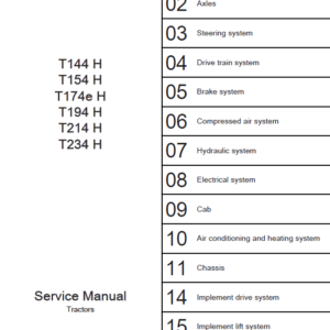 Valtra T154 H, T194 H, T234 H Tractors Service Repair Manual