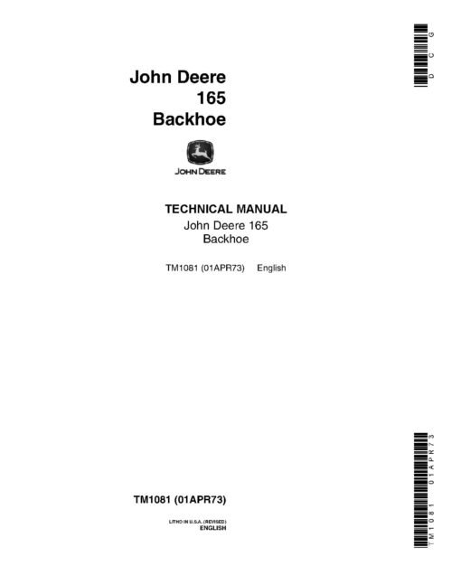 John Deere 165 Backhoe Technical Manual TM1081