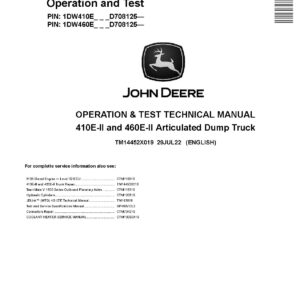 TM14452X019-pdf John Deere 410E II, 460E II Articulated Dump Truck Operation Test Manual