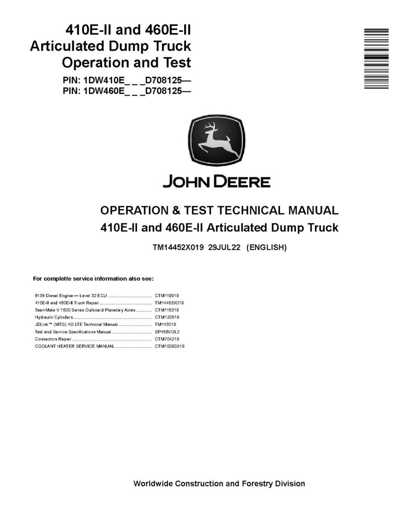 TM14452X019-pdf John Deere 410E II, 460E II Articulated Dump Truck Operation Test Manual